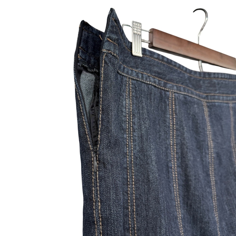 Kasper Women's Denim Skirt Size 12 Dark Wash A-Line Midi Side Zip Stretch Cotton - Picture 7 of 8